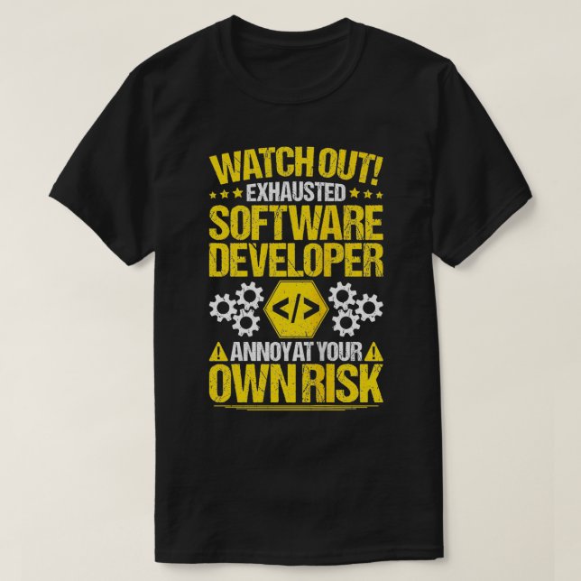 Programmeraren Ingenjör Own Risk Software Develope T Shirt (Design framsida)