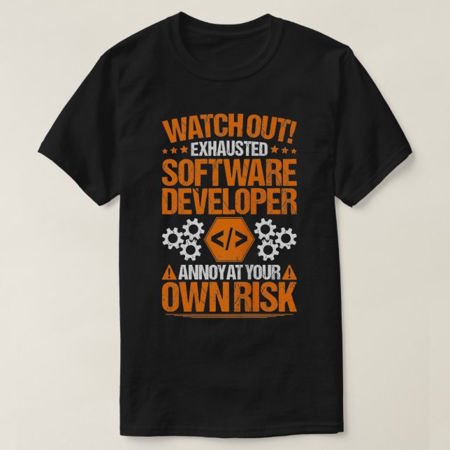 Programmeraren Ingenjör Own Risk Software Develope T Shirt (Design framsida)