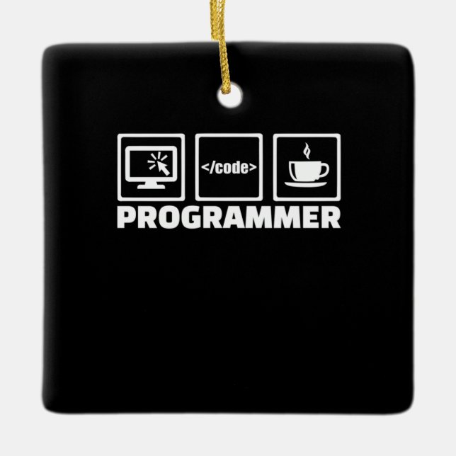 Programmerarens Skriva- och dryckekaffe Julgransprydnad Keramik (Framsida)
