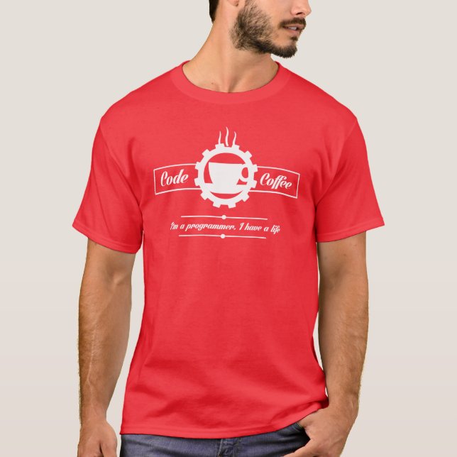 programmerarens t-shirt: kod och kaffe t-shirt (Framsida)