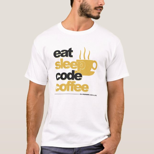 programmeraret-skjorta: äta sömn kodifierar kaffe t shirt (Framsida)