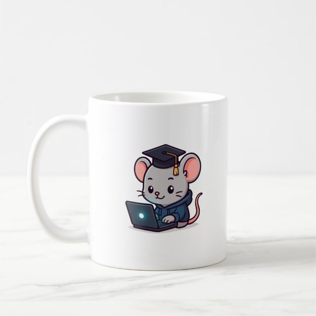 Programmerarexamen Kawaii Rolig Mus Kaffemugg (Vänster)
