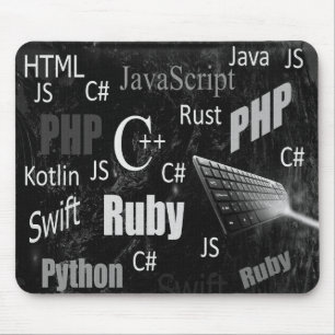 Programmeringsspråk - svart och vitt musmatta
