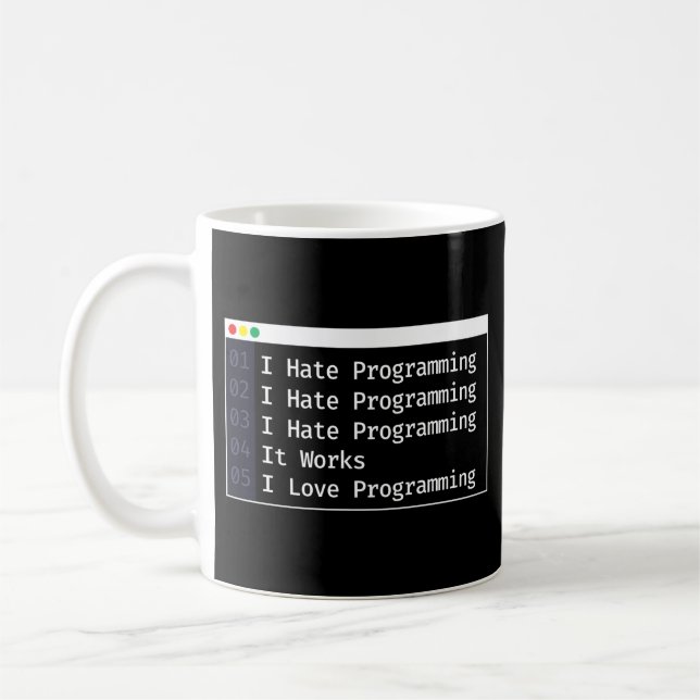Programmerkod I Hate Programming I Kärlek Kaffemugg (Vänster)