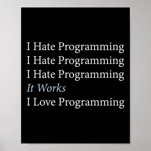 Programmerkod I Hate Programming I Kärlek Poster (Framsidan)