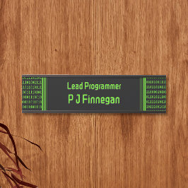 Programmerkod svart och grönt - eget namn/roll