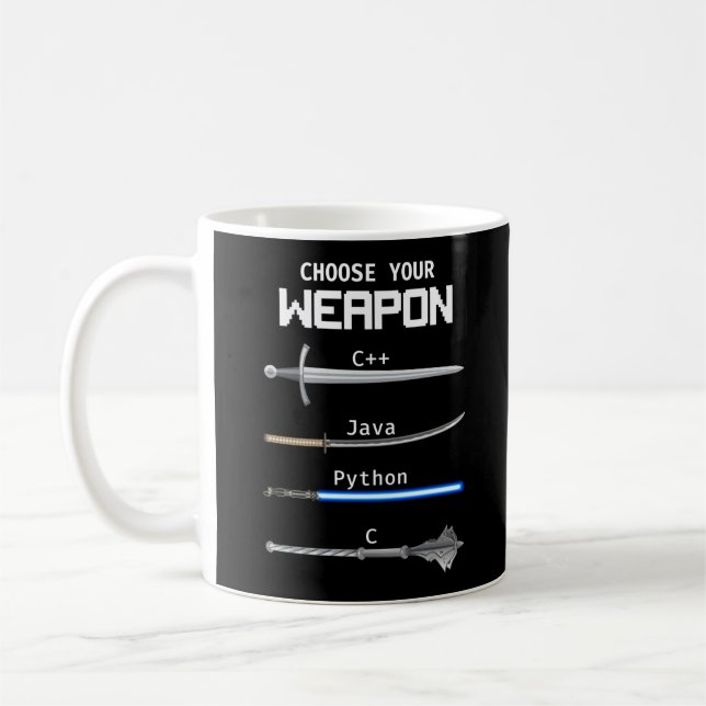 Programmerkoder Välj ditt vapen C Java Python Kaffemugg (Vänster)