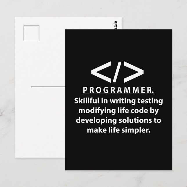 Programmerkodningsutvecklare Vykort (Fram/baksida)