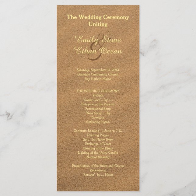 Programmet Beach Sand Bröllop Tall Program (Framsida)