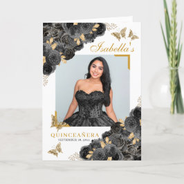 Programmet Black & Guld Quinceanera Tiara Butterfl Program