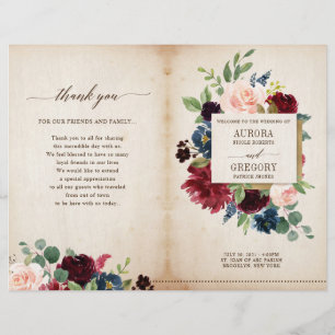 Programmet Burgundy Navy Blommigt Rustic Boho Land