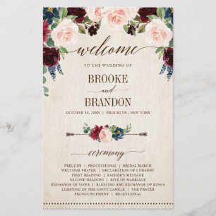 Programmet Burgundy Navy Blommigt Rustic Land