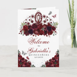 Programmet Burgundy & Silver Tiara Quinceanera Inbjudan