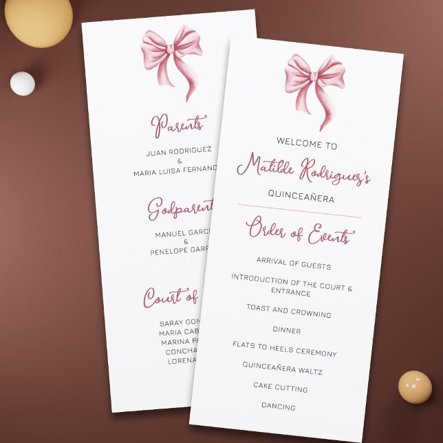 Programmet Cute Rosa Bow Quinceañera Firande (Skapare uppladdad)
