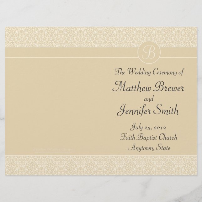 Programmet Ecru Bröllop serviceorder & Ceremony (Framsida)