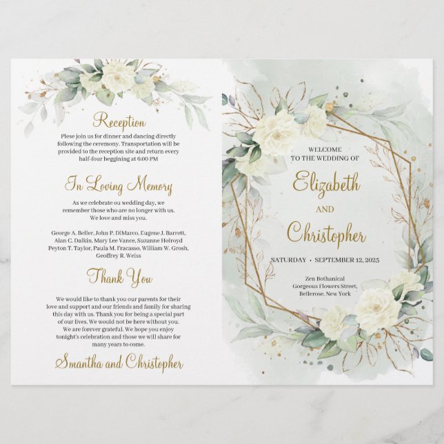 Programmet Eucalyptus Greenery vit ros Guld (Framsida)