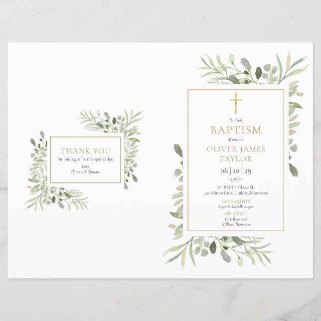 Programmet Greenery Foliage Baptism Christening (Framsida)