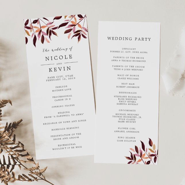 Programmet Harvest Foliage Bröllop Ceremony Program (Skapare uppladdad)