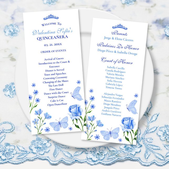 Programmet Light Blue Quinceañera Order of Events (Light Blue Quinceañera Order of Events Program)