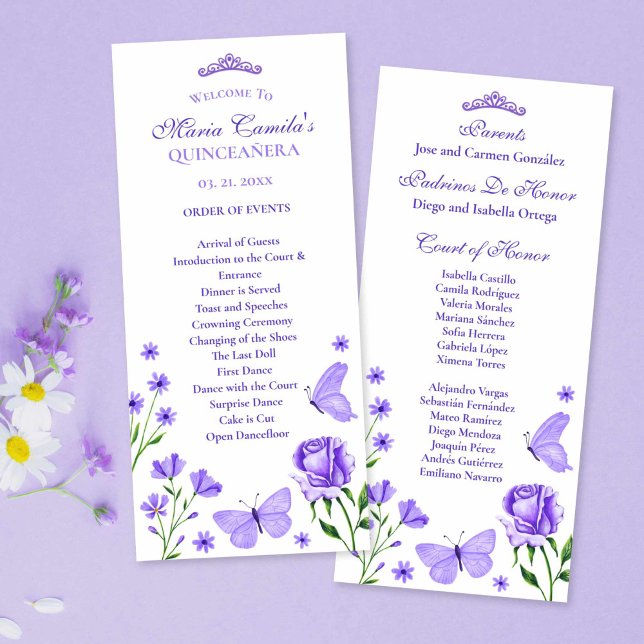 Programmet Lilac Quinceañera Order of Events (Lilac Quinceañera Order of Events Program)