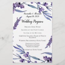 Programmet Lilac Watercolor Elegant bröllop