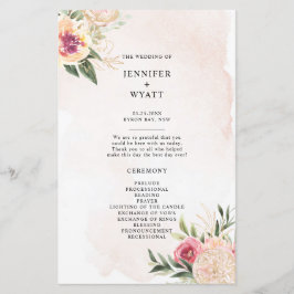 Programmet Peony och Gold Foil Bloom Bröllop Cerem