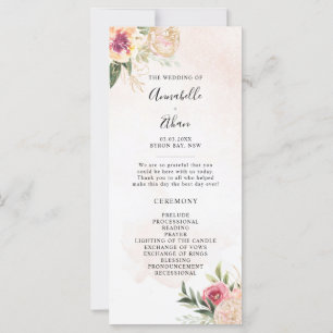 Programmet Peony och Gold Foil Bloom Bröllop Cerem