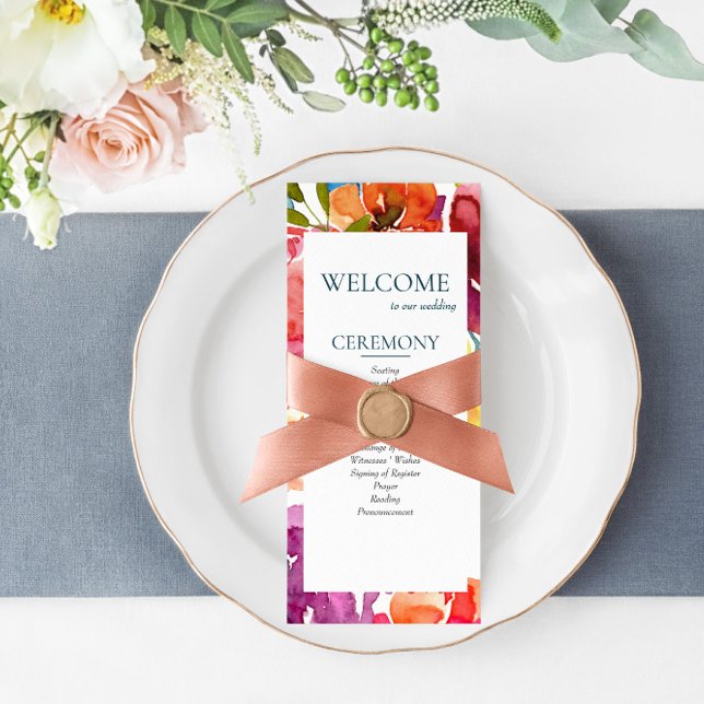 Programmet personligt bröllp med ljusa sommarfärg program (Skapare uppladdad)