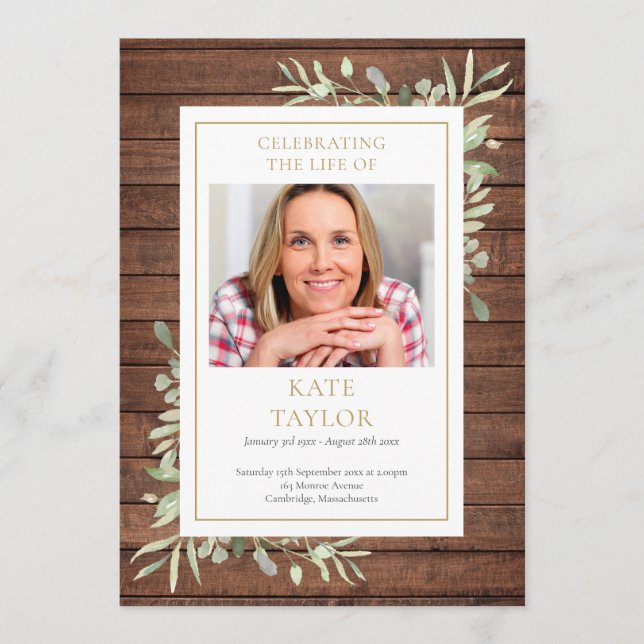 Programmet Rustic Greenery Funeral Order Program (Framsida)