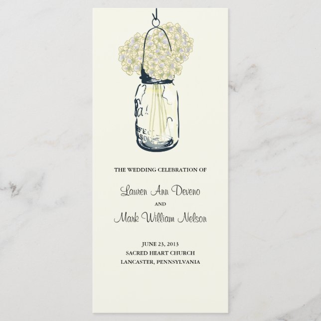 Programmet Rustic Mason Burk och Hydrangeas Program (Framsida)