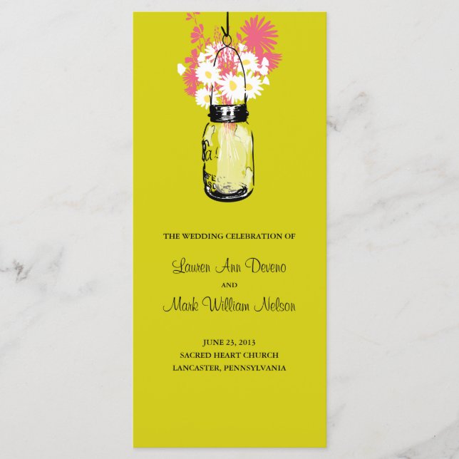 Programmet Rustic Mason Burk och Wildblomme Daisys Program (Framsida)