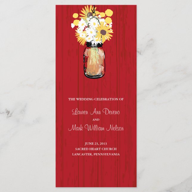 Programmet Rustic Mason Burk och Wildblommor Program (Framsida)