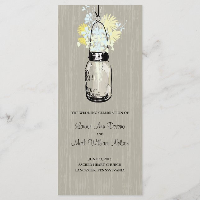 Programmet Rustic Mason Burk och Wildblommor Program (Framsida)