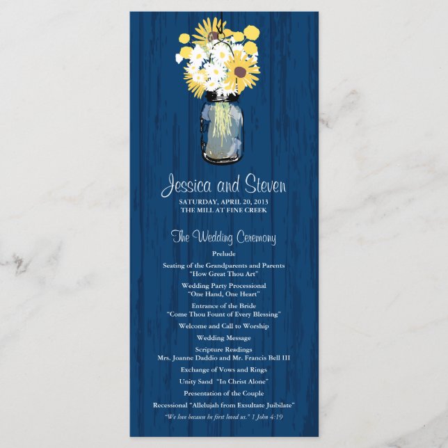 Programmet Rustic Wood Mason Burk och Wildblommor Program (Framsida)