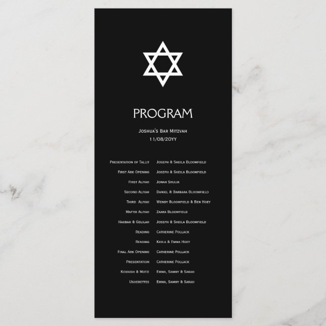 Programmet Shining Star Pub/Bat mitzvah Program (Framsida)
