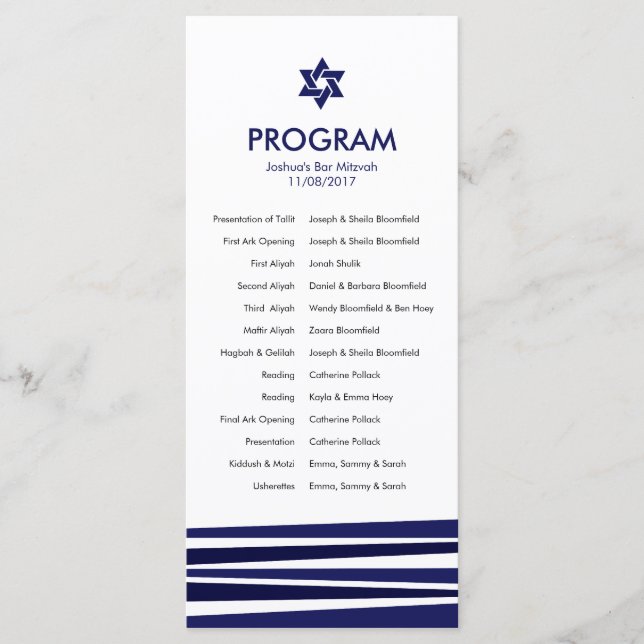 Programmet Tallit Pub Mitzvah Program (Framsida)