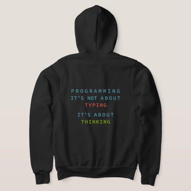 Programming Is Thinking, Not Typing – Developer T Shirt (Laydown Baksida)