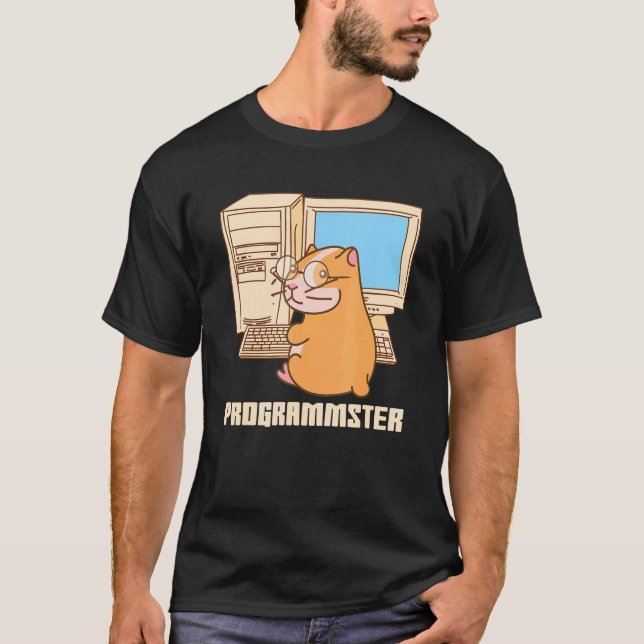 Programmster Hamster Programmer Pun Ingenjör T Shirt (Framsida)