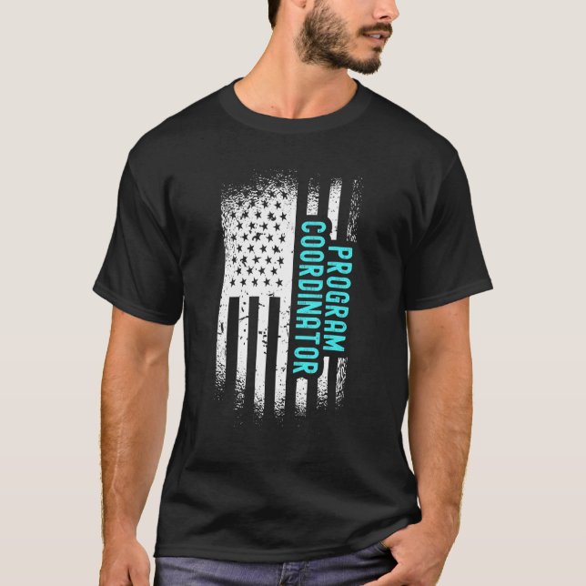 Programsamordnare med amerikanska Flagga T Shirt (Framsida)