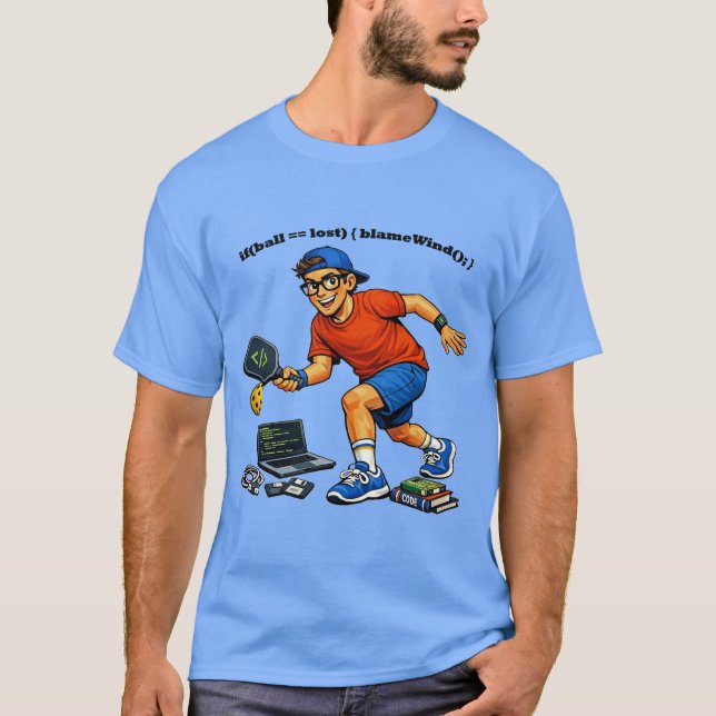 Programvaruingenjör som spelar Pickleball med en p T Shirt (Framsida)