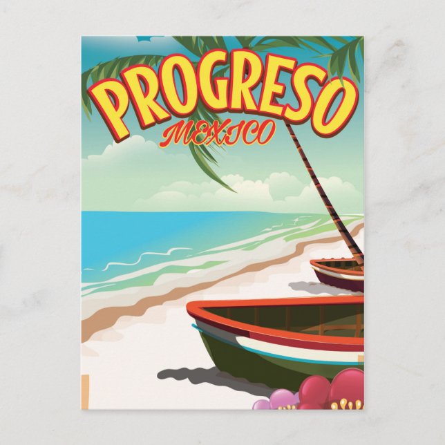 Progreso Mexikansk reseaffisch Vykort (Framsida)