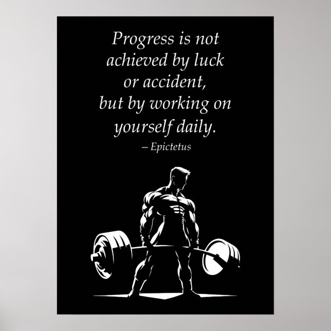Progress Daily - Motivational Gym, Workout Fitness Poster (Framsidan)
