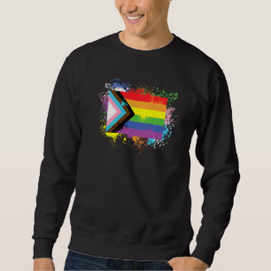 Progress Gay pride Flagga Inklusive Lgbtq Rainbow  Lång Ärmad Tröja