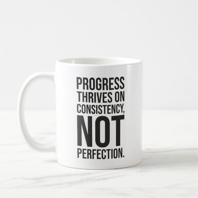 Progress is Consistency vs Perfection, Gym, Hustle Kaffemugg (Vänster)