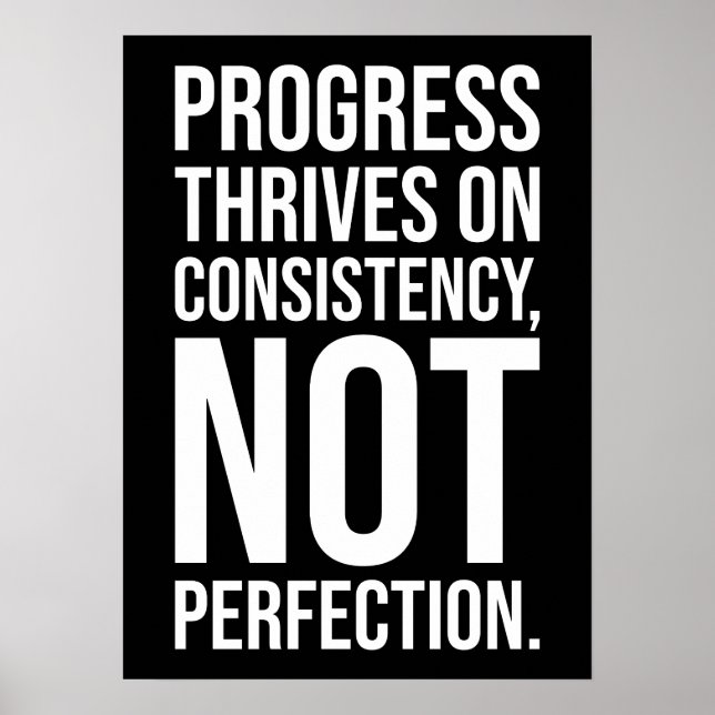 Progress is Consistency vs Perfection, Gym, Hustle Poster (Framsidan)