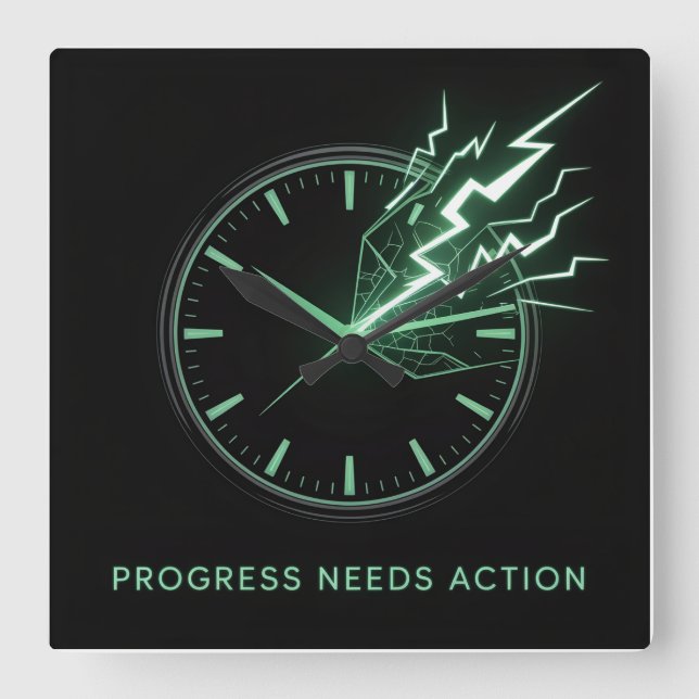Progress Needs Action Fyrkantig Klocka (Framsida)
