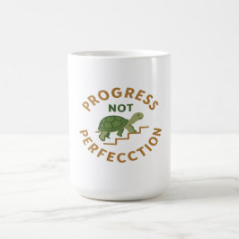 Progress not Perfection - Cute Turtle Motivational Kaffemugg