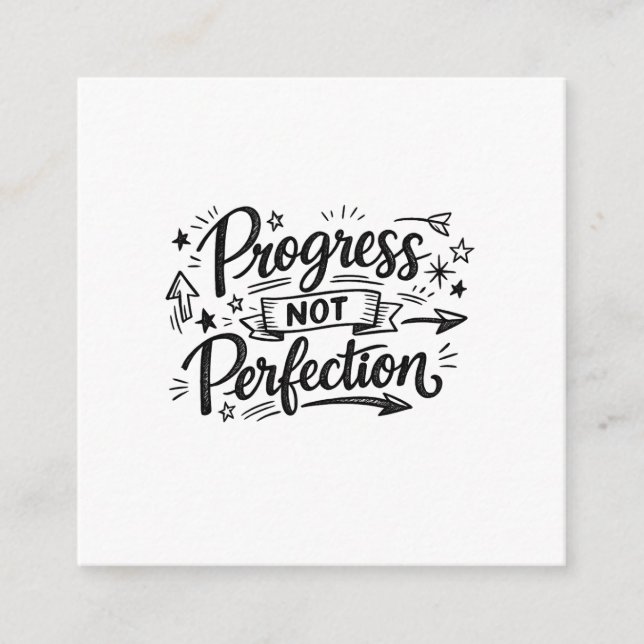 Progress Not Perfection Motivational Quote Design Tilläggskort (Framsida)