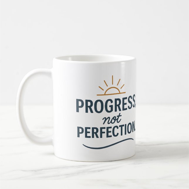 Progress, not perfection - Tea Mug Kaffemugg (Vänster)
