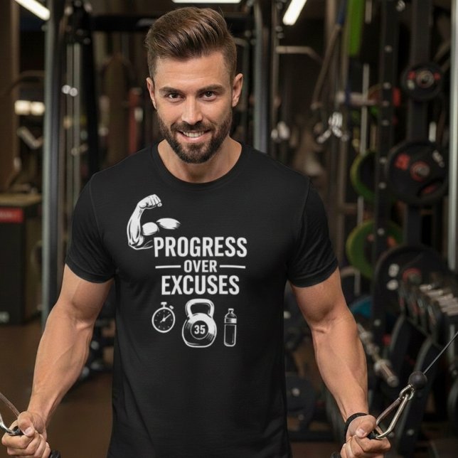 Progress Over Excuses – Motivational T-Shirt (Skapare uppladdad)